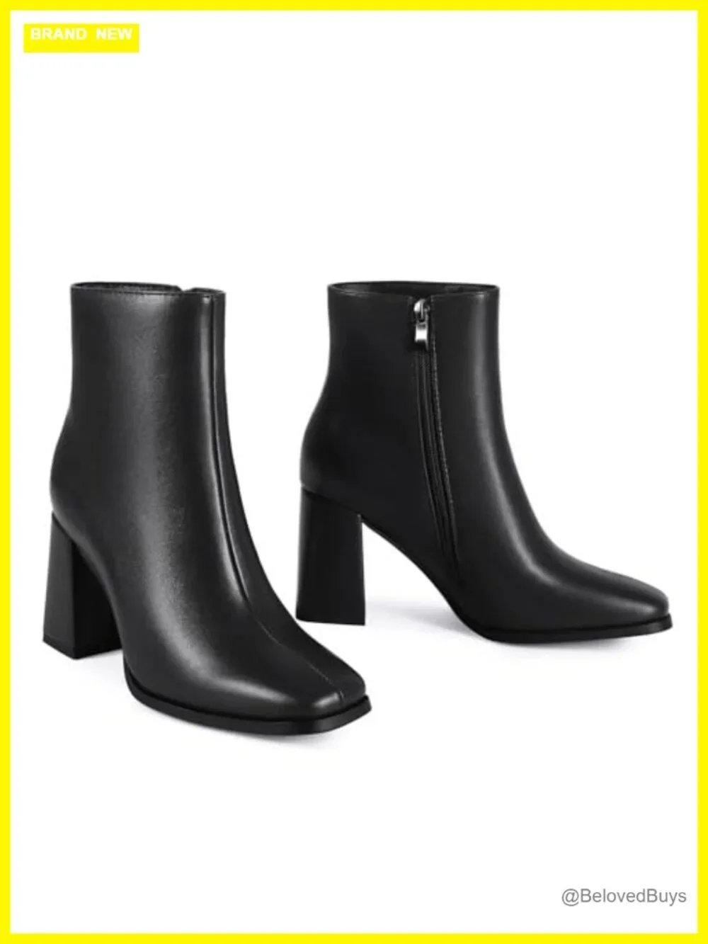 Square Toe Ankle Boots Chunky Block Heel Mid Heel Dressy Booties